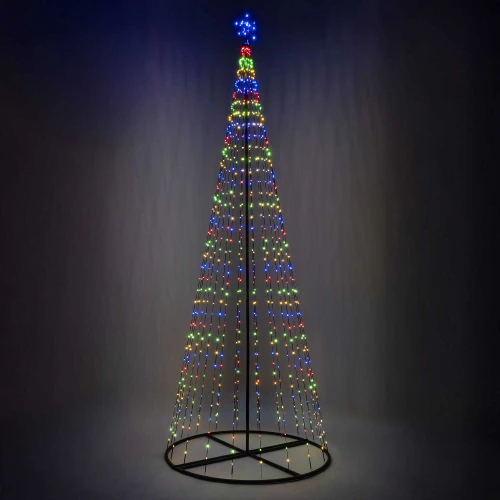 WGC-87476 - 12' Multicolor LED Animated Outdoor Lightshow Tree, Black Frame, 700 Lights - Wintergreen Corporation