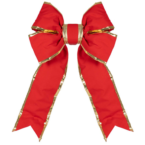 WGC-87477 - 15" Red with Gold Trim Structural 3D Canvas Bow - Red Sleigh