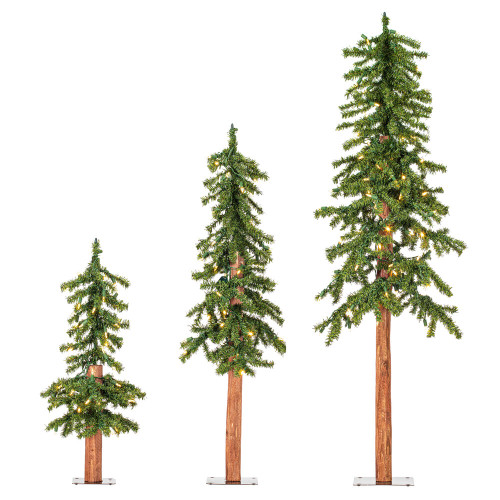 VIC-A805181LED - 2' 3' 4' Natural Alpine Set LED 200 Warm White - Vickerman