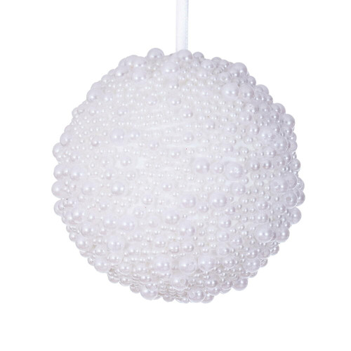 VIC-EH241204 - 4" White Pearl Ball Ornament, 4-Pack - Vickerman