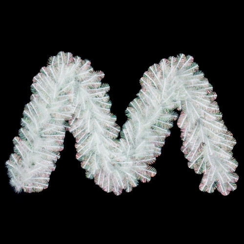 VIC-G235714 - 9' x 14" White Iridescent Garland 280T - Vickerman