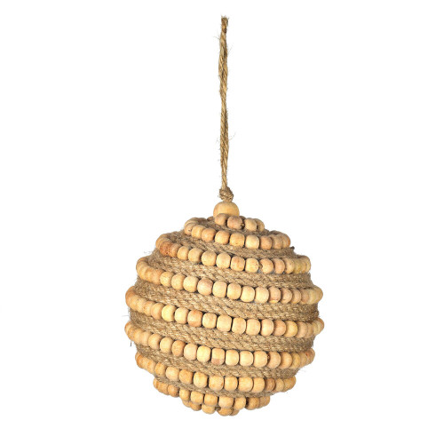 VIC-JE233504 - 4" Natural Wood Bead Ball Ornament, 2-Pack - Vickerman