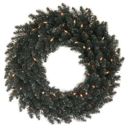 VIC-K161825LED - 24" Black Fir Wreath Dura L LED 50 Warm White - Vickerman