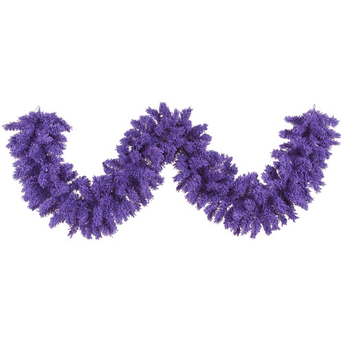 VIC-K168414 - 9'x14" Flocked Purple Fir Garland 210T - Vickerman