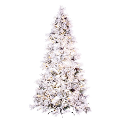 VIC-K171376LED - 7.5' x 48" Flocked Half Atka Pine 250 Warm White - Vickerman