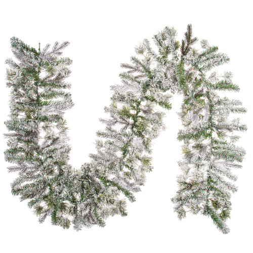 VIC-K173514 - 9' x 14" Flocked Kiana Pine Garland 300T - Vickerman