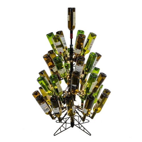 VIC-K251441LED - 4' x 30" Black Wine Bottle Dura Lit 200 Warm White - Vickerman