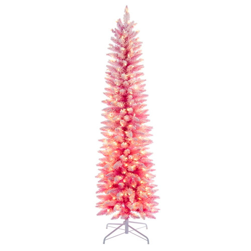 VIC-K255031LED - 3' x 16" Flocked Pink Fir Dura-lit 50 Warm White - Vickerman