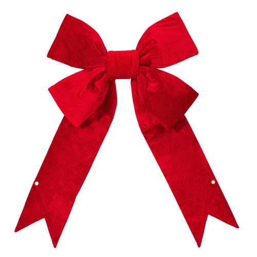 VIC-L131348 - 48" x 60" Red Velvet Oudoor Bow 12" Size - Vickerman