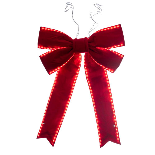 VIC-L231336LED - 36" x 45" Red Velvet LED UV Bow 9" Size - Vickerman