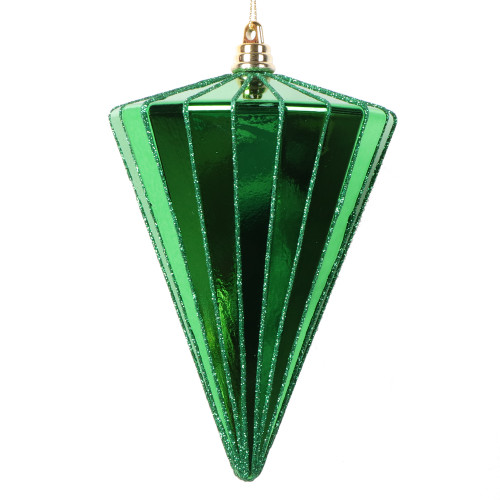 VIC-MT224104 - 6" Shiny Green Cone Ornament, 3-Pack - Vickerman