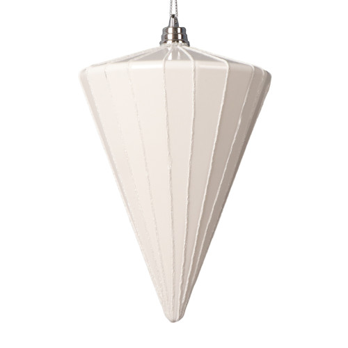 VIC-MT224111 - 6" Shiny White Cone Ornament, 3-Pack - Vickerman