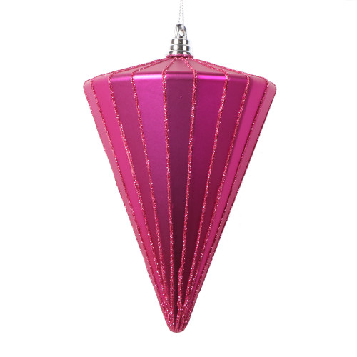 VIC-MT224370 - 6" Matte Fuchsia Cone Ornament, 3-Pack - Vickerman