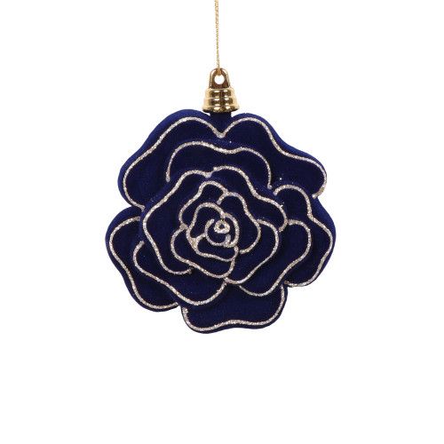 VIC-MT229331 - 4" Midnight Blue Flower Ornament, 4-Pack - Vickerman