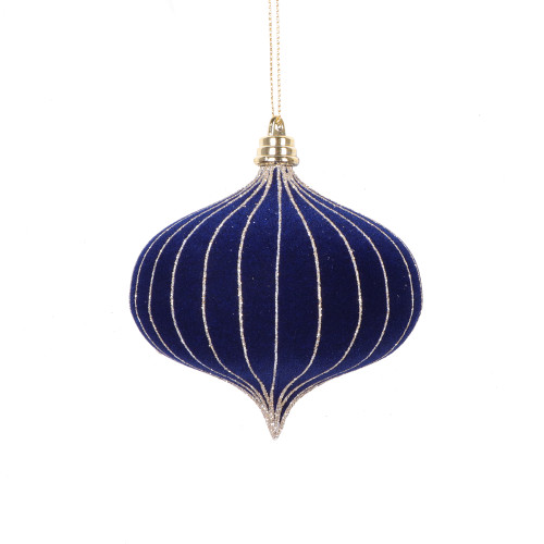 VIC-MT229531 - 4" Midnight Blue Onion Ornament, 3-Pack - Vickerman