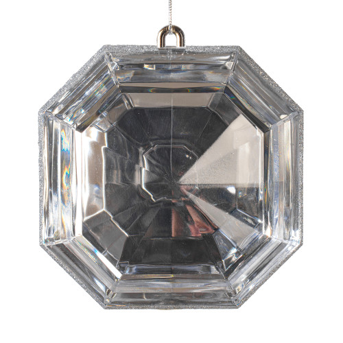 VIC-MT232807 - 6" Silver Square Jewel Glitter Ornament, 2-Pack - Vickerman