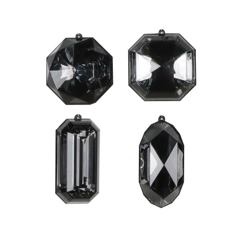 VIC-MT233217 - 4-5" Black Jewel Glitter Ornament Assort, 4-Pack - Vickerman