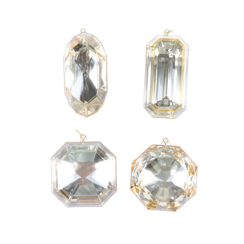 VIC-MT233238 - 4-5" Champagne Jewel Glitter Ornament Assorted, 4-Pack - Vickerman