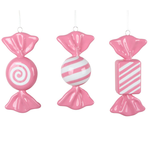 VIC-MT252859W - 7.5" Hot Pink Enamel Candy Assort, 3-Pack - Vickerman