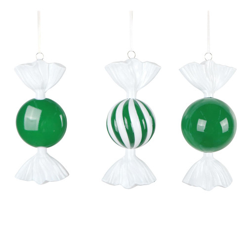 VIC-MT253004W - 7" Green Swirl Enamel Candy Assort, 3-Pack - Vickerman