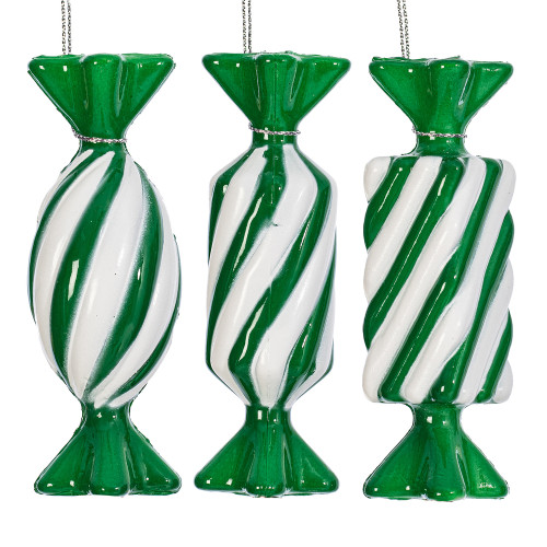 VIC-MT253204W - 4" Green Swirl Enamel Candy Assort, 6-Pack - Vickerman