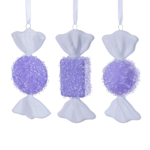 VIC-MT255086W - 7-8" Lavender Icy Sugar Flat Candy, 3-Pack - Vickerman