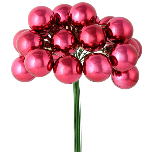 VIC-N180121 - 1" x 24pc Berry Red Shiny Ball Pick, 2-Pack - Vickerman