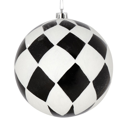 VIC-N180617 - 6" Black Ball White Diamond Glitter, 3-Pack - Vickerman
