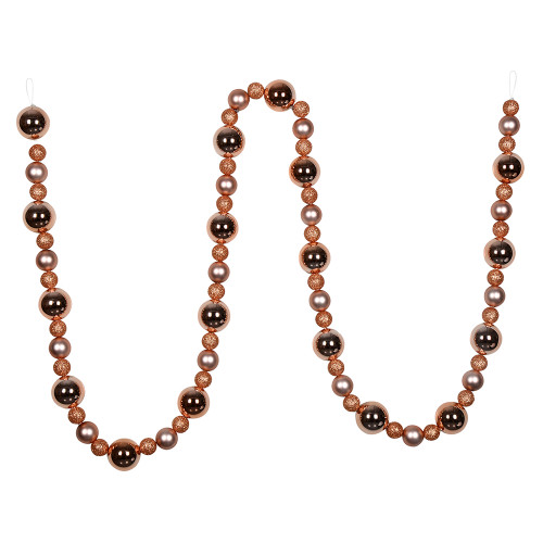 VIC-N181758 - 9' Rose Gold Assorted Ball Garland - Vickerman