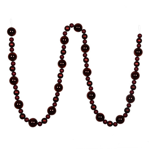VIC-N181765 - 9' Burgundy Assorted Ball Garland - Vickerman