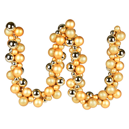 VIC-N191208 - 6' Gold Assorted Ornament Ball Garland - Vickerman