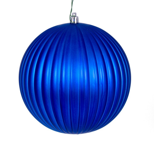 VIC-N222402DMV - 6" Blue Matte Lined Ball Ornament, 4-Pack - Vickerman
