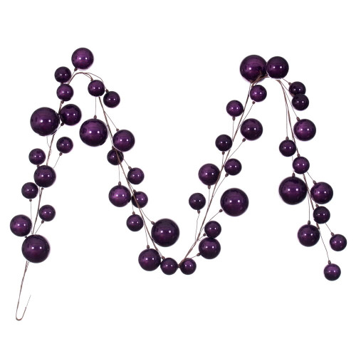 VIC-N222826 - 10' Plum Pearl Branch Ball Garland - Vickerman