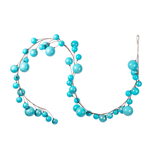 VIC-N222832 - 10' Baby Blue Pearl Branch Ball Garland - Vickerman