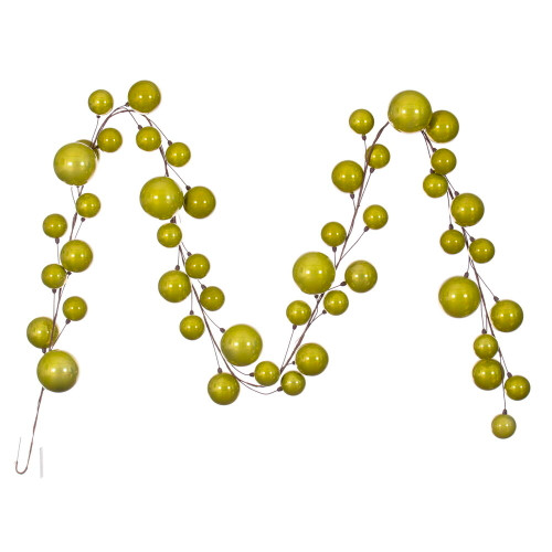 VIC-N222873 - 10' Lime Pearl Branch Ball Garland - Vickerman