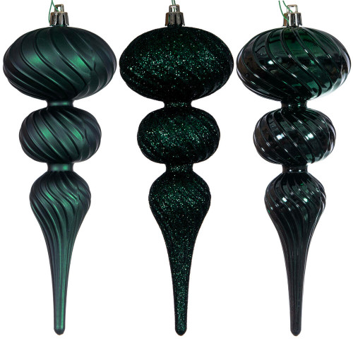 VIC-N230174D - 8" Midnight Green Swirl Finial Ornament 6/Ass - Vickerman