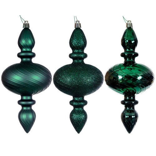 VIC-N230574D - 8.2" Midnight Green Swirl Finial Ornament 3/Asst - Vickerman