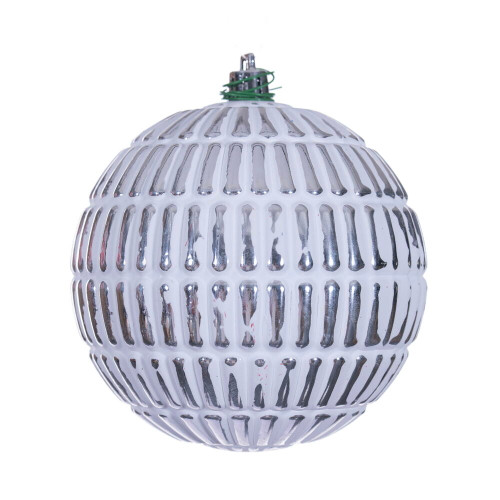 VIC-N232607D - 4" Silver Etch Line White Brush Ornament 6/Ba - Vickerman