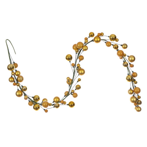 VIC-N250108 - 6' Gold Matte Shiny Pearl Ball Garland 1-2" - Vickerman