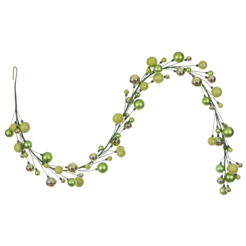 VIC-N250154 - 6' Celadon Mat Shiny Pearl Ball Garland 1-2" - Vickerman