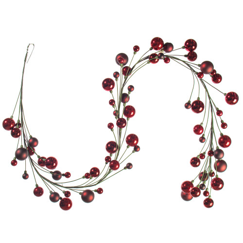 VIC-N250163 - 6' Crimson Red MT Sh Pearl Ball Garland 1-2" - Vickerman