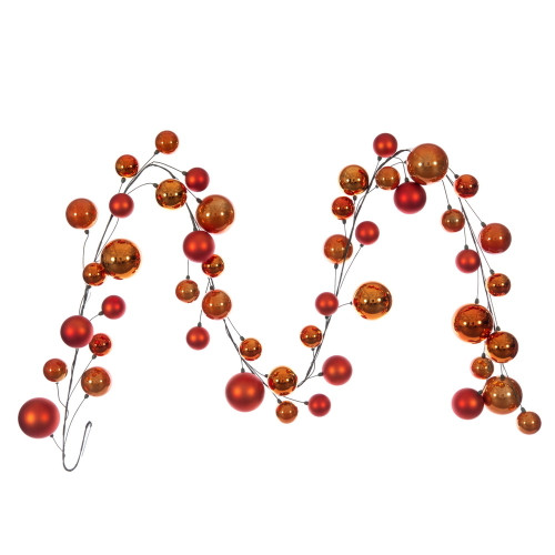 VIC-N250318 - 10' Burnish Orange MT Shiny Pearl Garland 2-4" - Vickerman