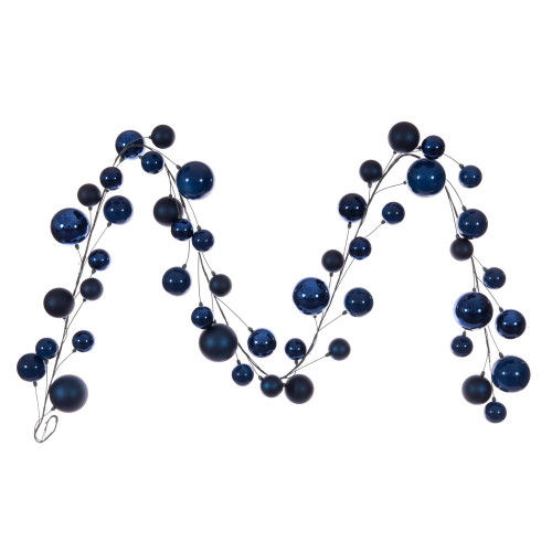 VIC-N250331 - 10' Midnight Blue Mat Shiny Pearl Garland 2-4" - Vickerman