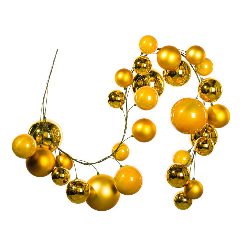 VIC-N250508 - 6' Gold Matt Shiny Pearl Ball Garland 4-6" - Vickerman