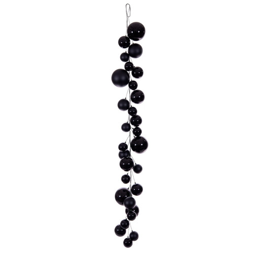 VIC-N250517 - 6' Black Matt Shiny Pearl Ball Garland 4-6" - Vickerman