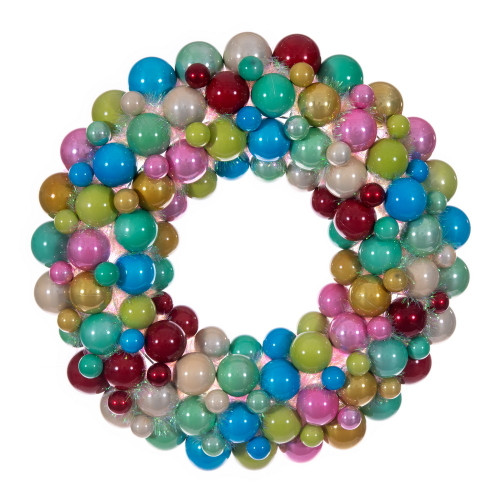 VIC-N250994UV - 28" Multicolor Pearl Ball Wreath UV - Vickerman