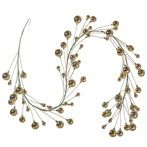 VIC-N251138 - 6' Champagne Shiny Ball Branch Garland 1-2" - Vickerman