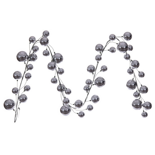 VIC-N251307 - 10' Silver Shiny Ball Branch Garland - Vickerman