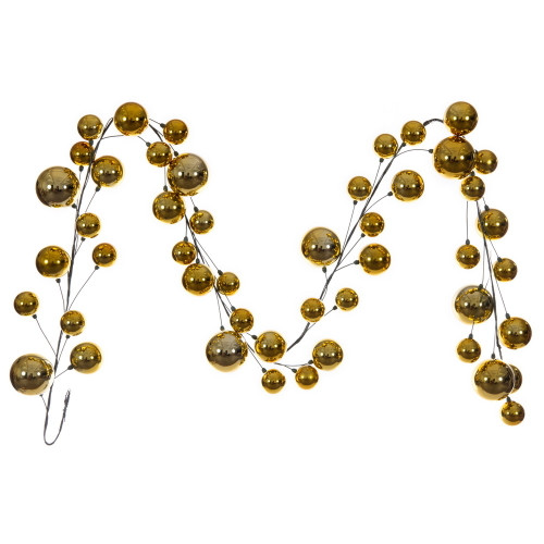 VIC-N251308 - 10' Gold Shiny Ball Branch Garland - Vickerman