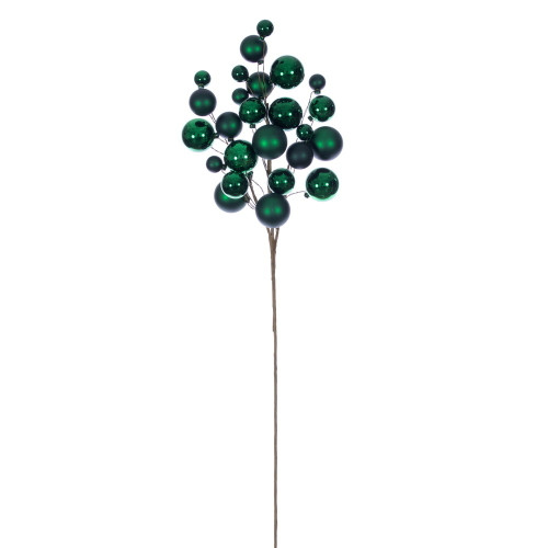 VIC-N254104 - 30" Green Matt Shiny Ball Ornament Spray 1-2" - Vickerman